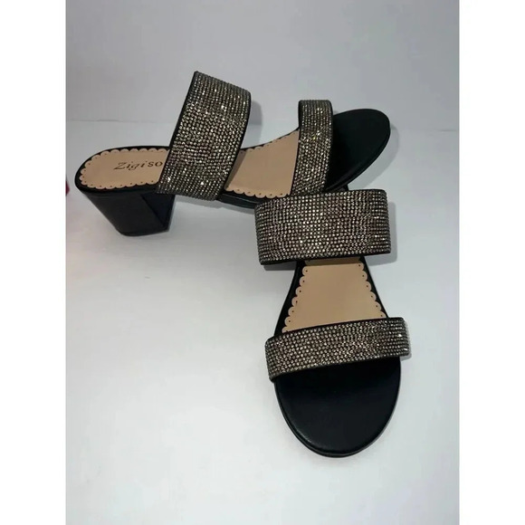 Zigi Soho ceeley black sandal heels rhinestone jeweled slides size 6.5 - Picture 7 of 9
